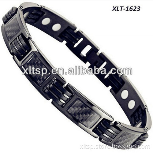 Black carbon fiber titanium magnetic rubber bracelet watches